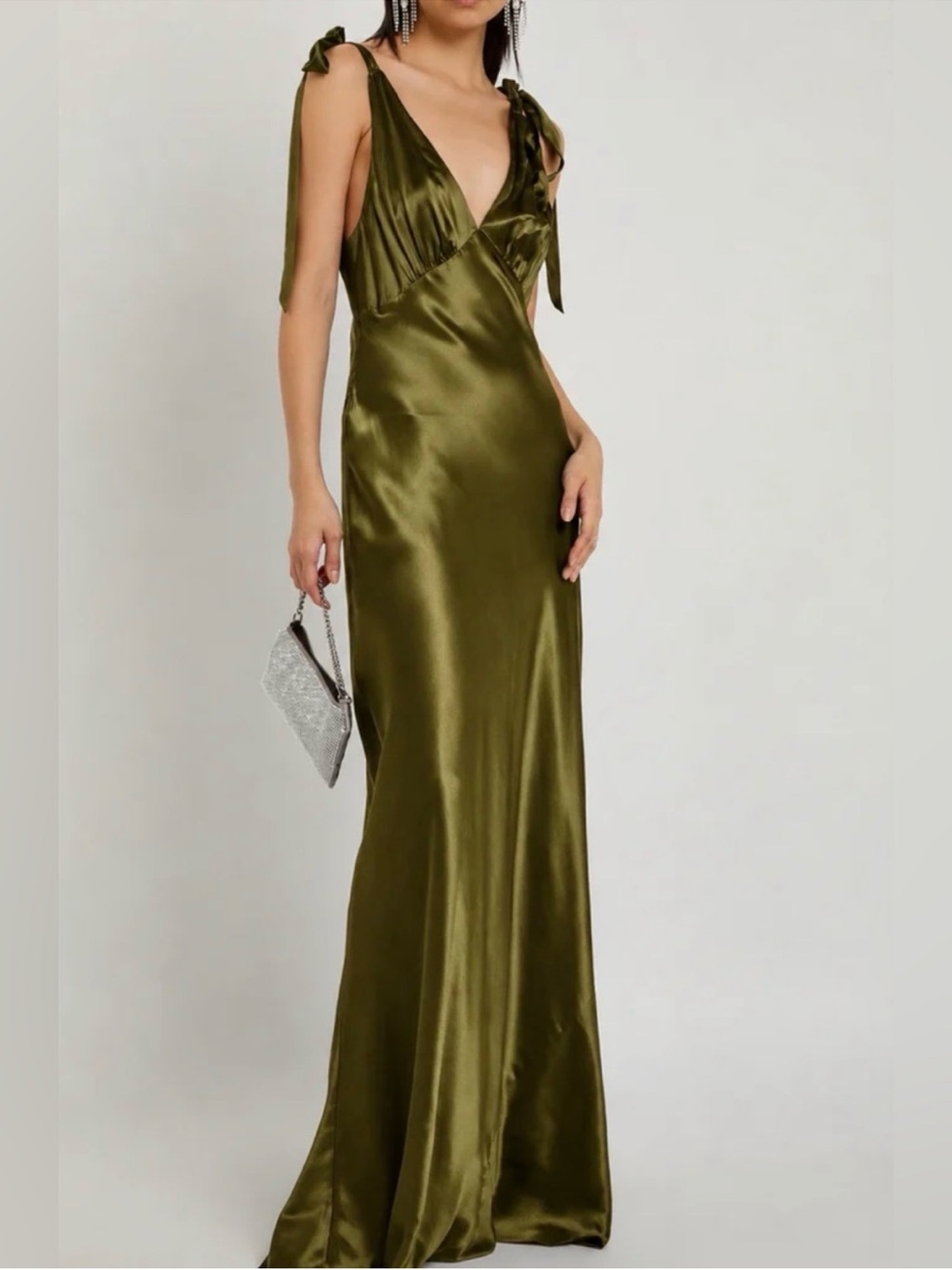 REFORMATION Pernille Silk Maxi Dress Moss Green